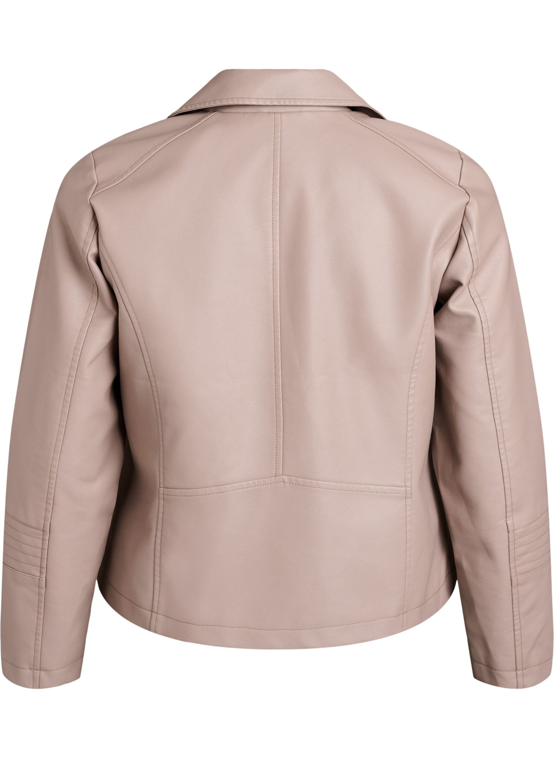 ZizziBiker-takki keinonahasta, Beige, Packshot image number 1