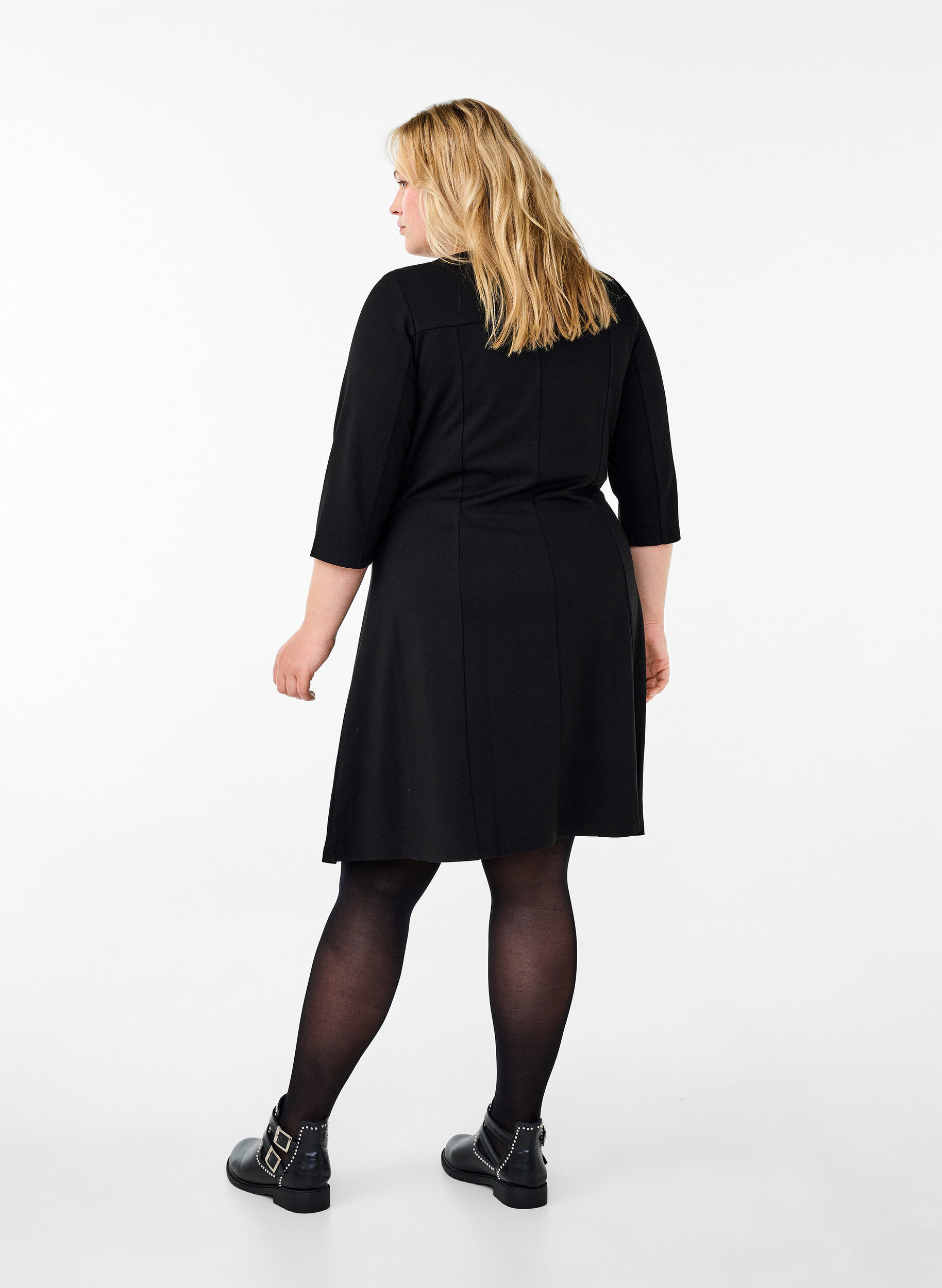 ZizziA-mallinen mekko 3/4-pituisilla hihoilla, Musta, Model image number 2