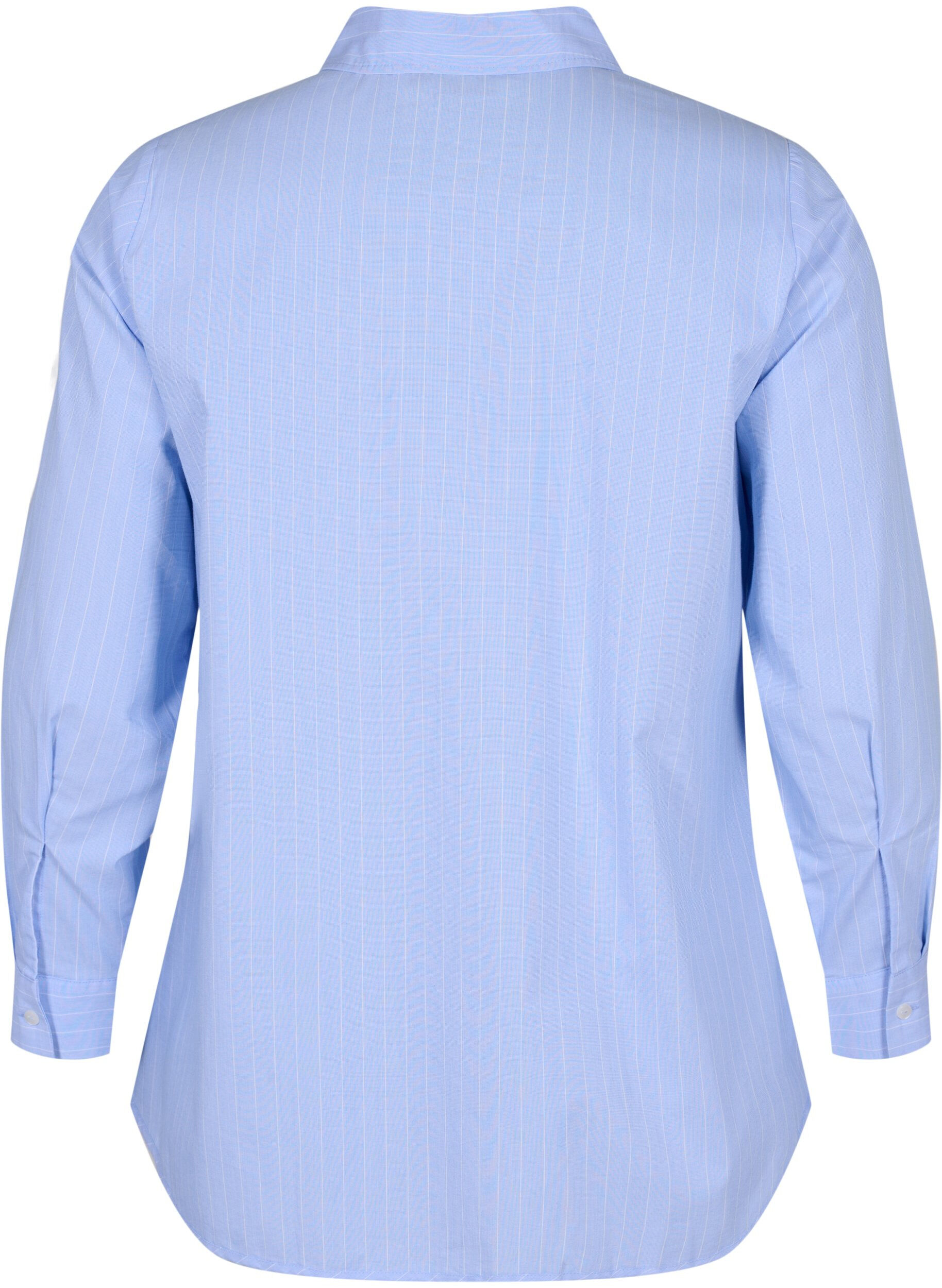 Zizzi Paita puuvillasekoitteesta, Blue w. White Stripe, Packshot image number 1