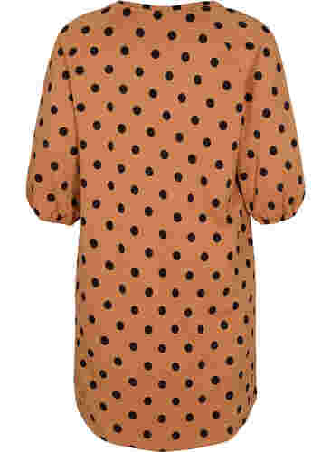 Pilkullinen mekko 3/4-hihoilla, Almond Black Dot, Packshot image number 1