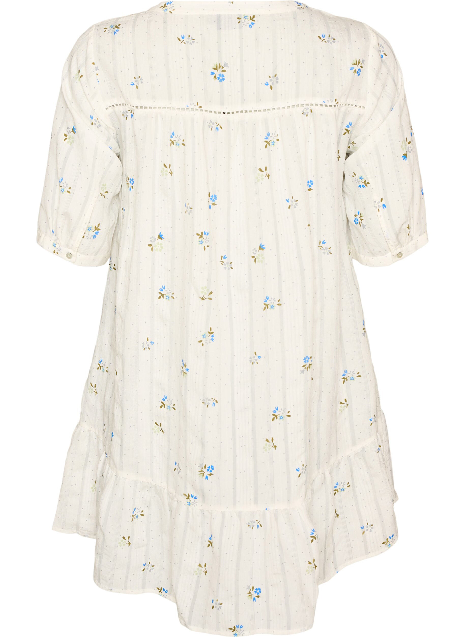 ZizziLyhyt viskoosimekko pitsikoristeilla ja A-linjaisella leikkauksella, Vanilja, Packshot image number 1