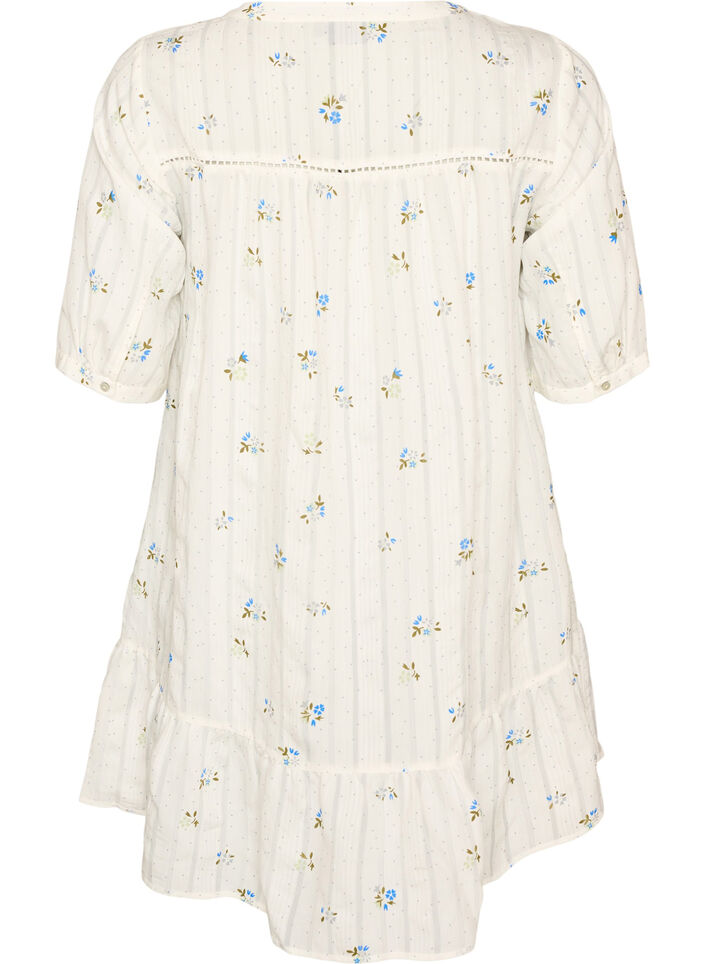 Lyhyt viskoosimekko pitsikoristeilla ja A-linjaisella leikkauksella, Vanilja, Packshot image number 1