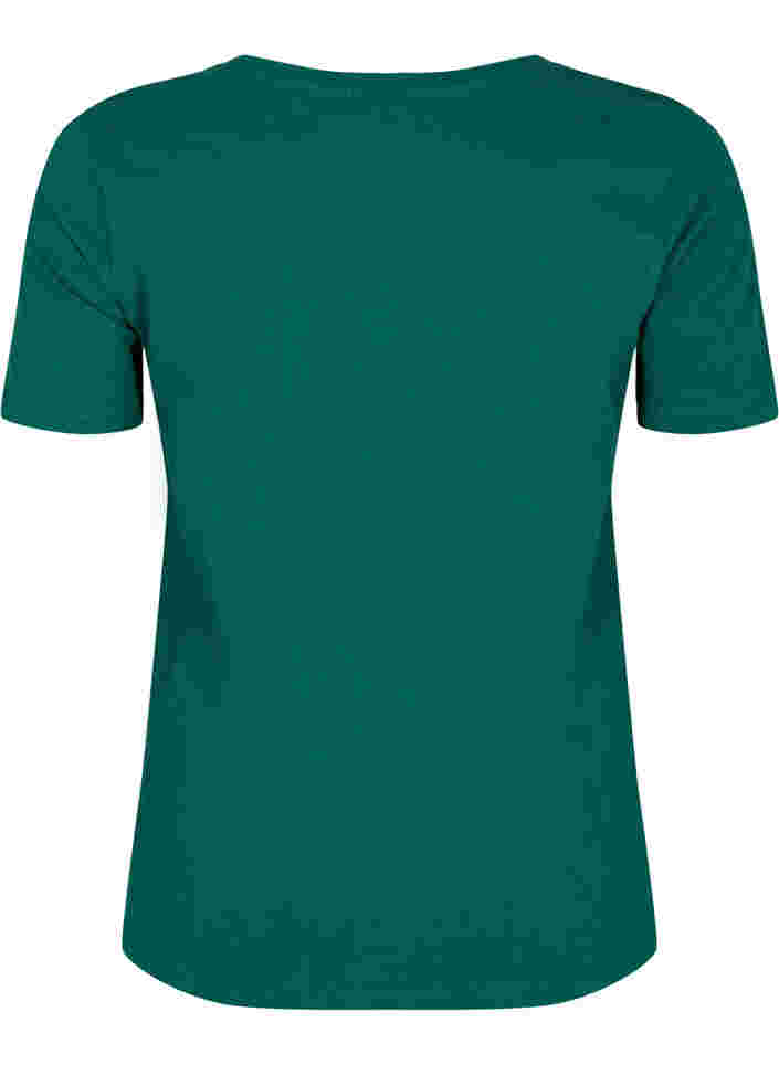 Yksivärinen perus t-paita puuvillasta, Evergreen, Packshot image number 1