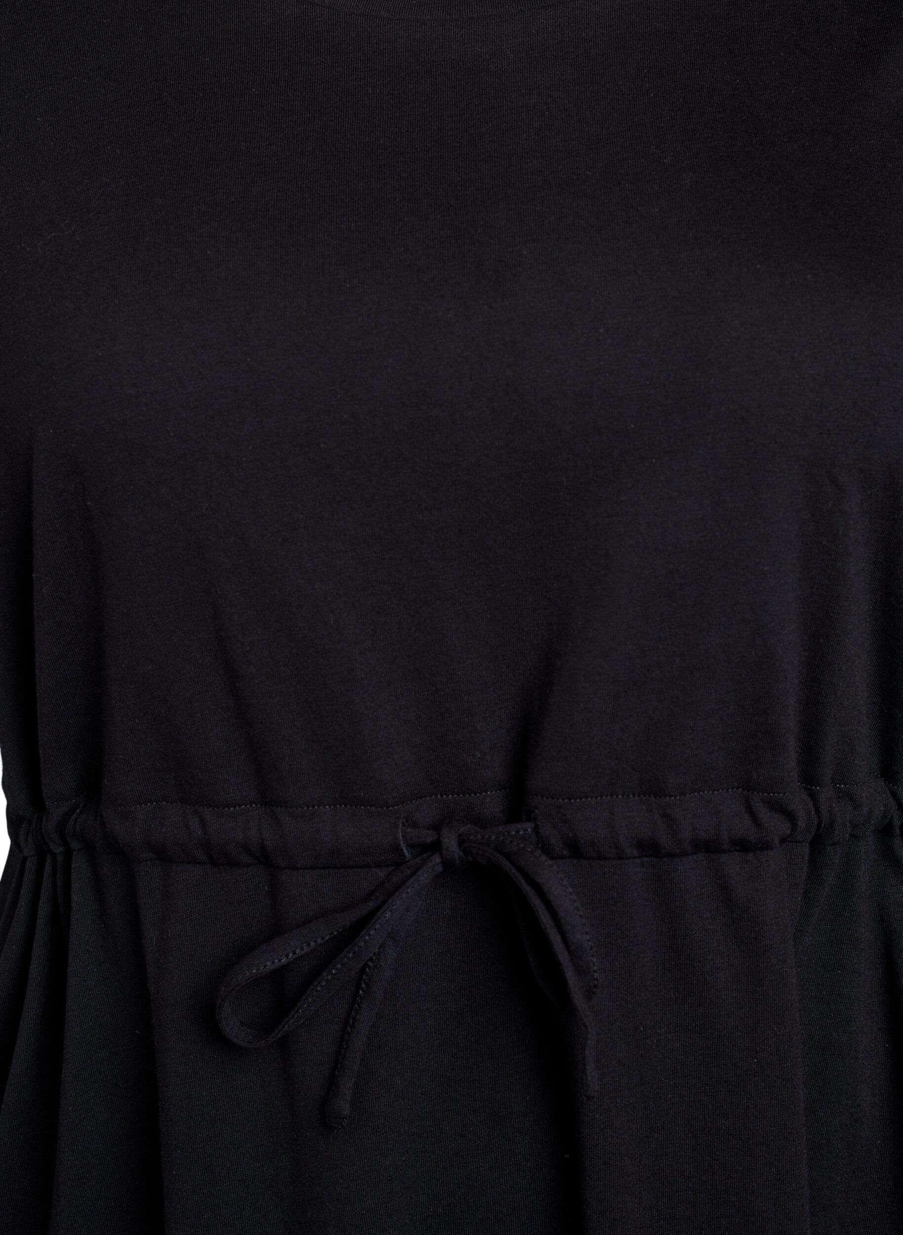 Zizzi FLASH &ndash; Lyhyt T-paitamekko solmittavalla vy&ouml;ll&auml;, Musta, Packshot image number 2