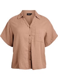 Puuvillamusliinipusero lyhyill&auml; hihoilla, Ruskea