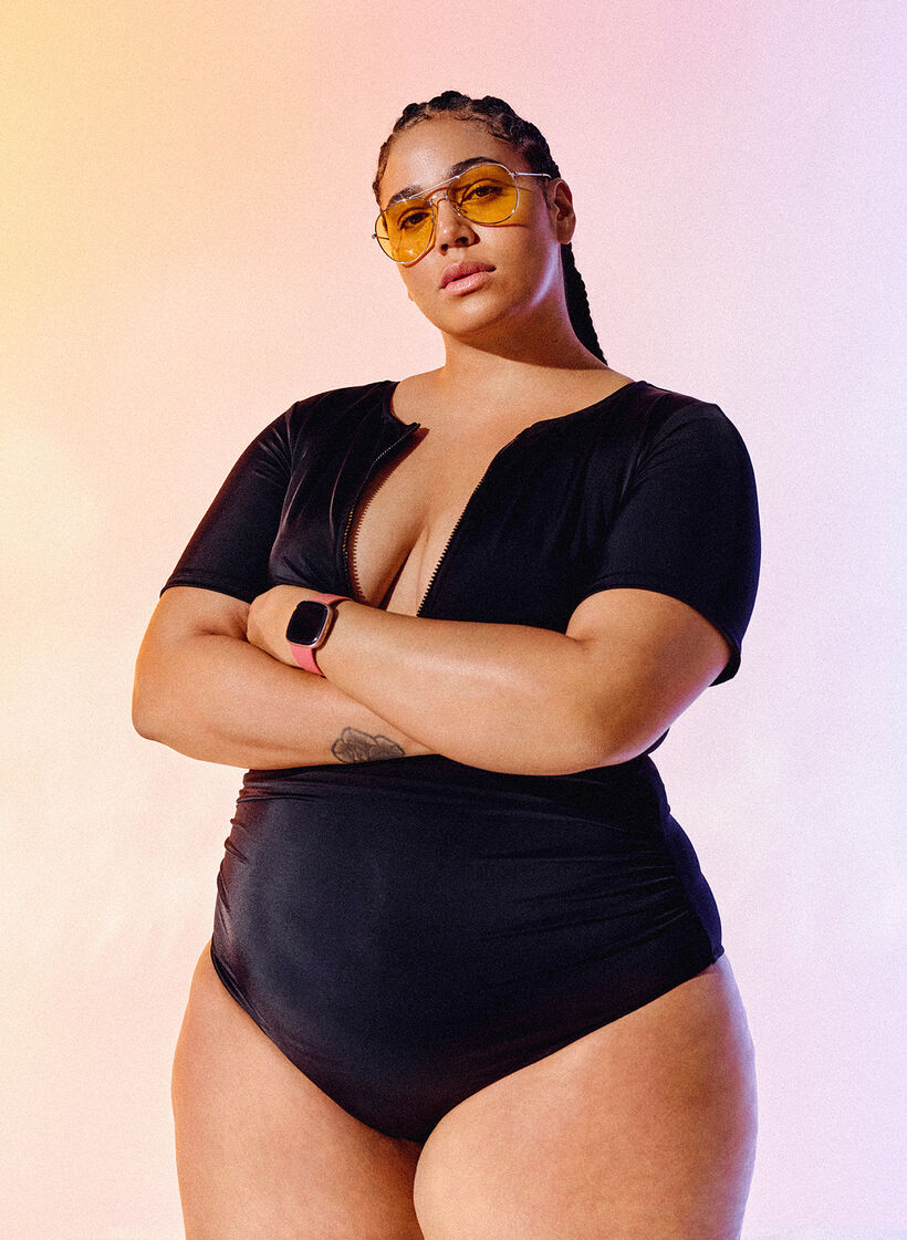 Uimapuku vetoketjulla ja lyhyillä hihoilla, Black, Image image number 0