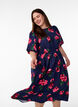 Midimekko ruusukuosilla ja lyhyill&auml; laskostetuilla hihoilla, Sininen, Model image number 3