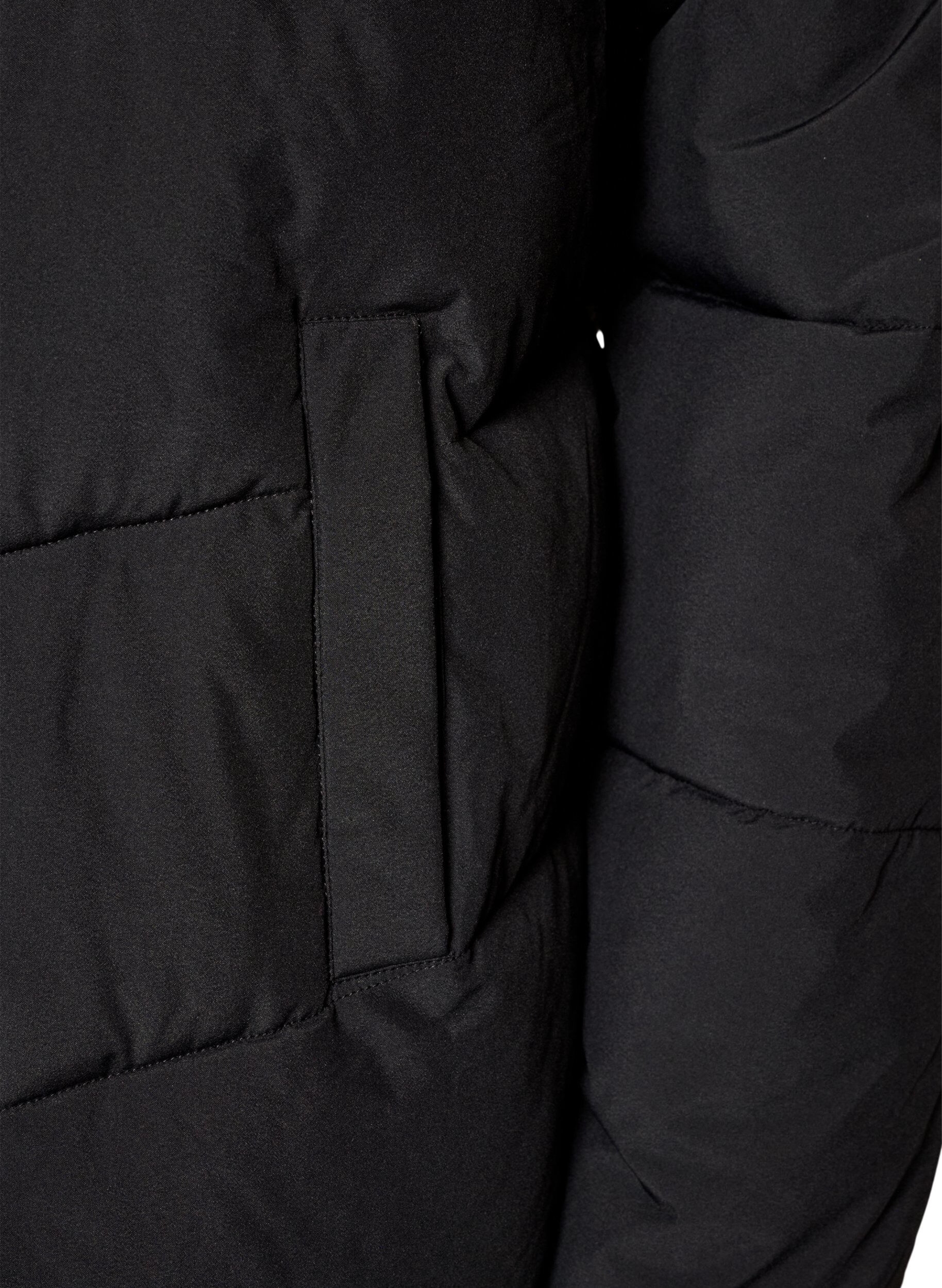 ZizziKeskipitk&auml; toppatakki hupulla, Musta, Packshot image number 3