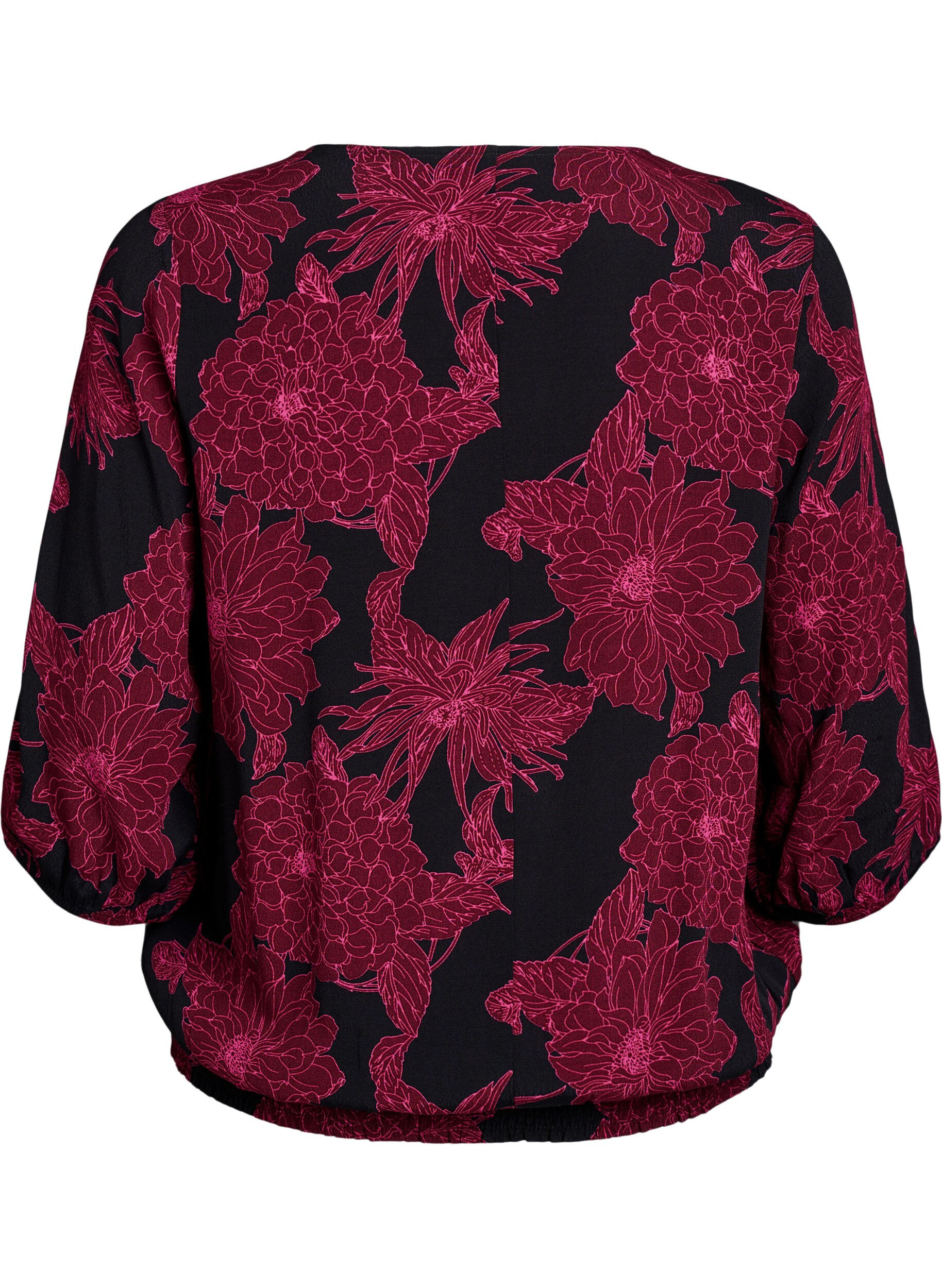 ZizziViskoosipusero kukkakuviolla ja smokkilla, Tumma Bordeaux, Packshot image number 1