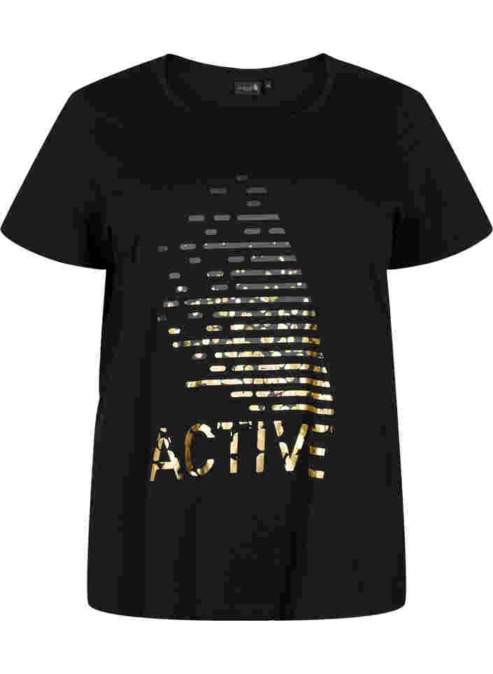 T-paita printillä treeniin , Black gold foil logo, Packshot image number 0