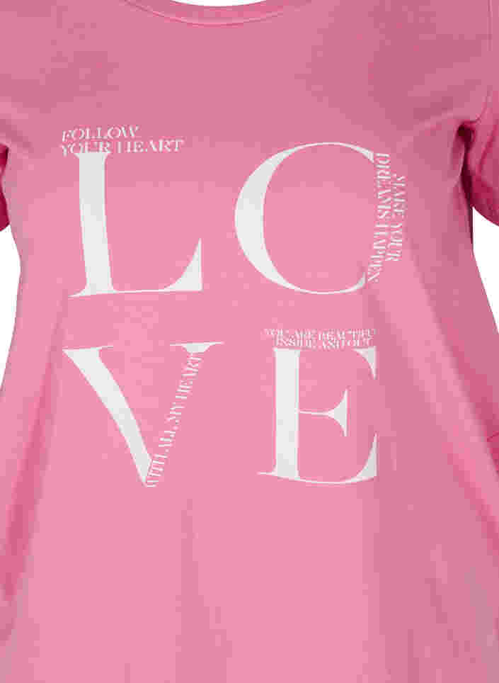 Lyhythihainen puuvillainen t-paita painatuksella, Cyclamen LOVE, Packshot image number 2