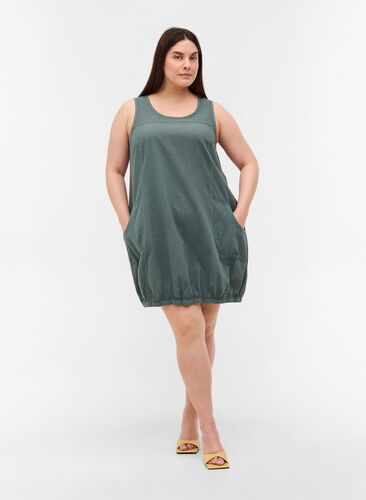 Hihaton mekko puuvillasta, Balsam Green, Model image number 2