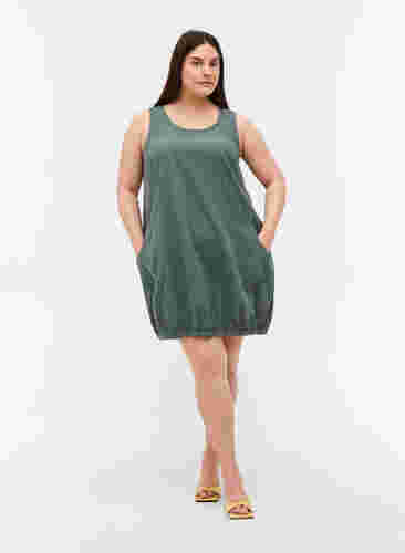 Hihaton mekko puuvillasta, Balsam Green, Model image number 2