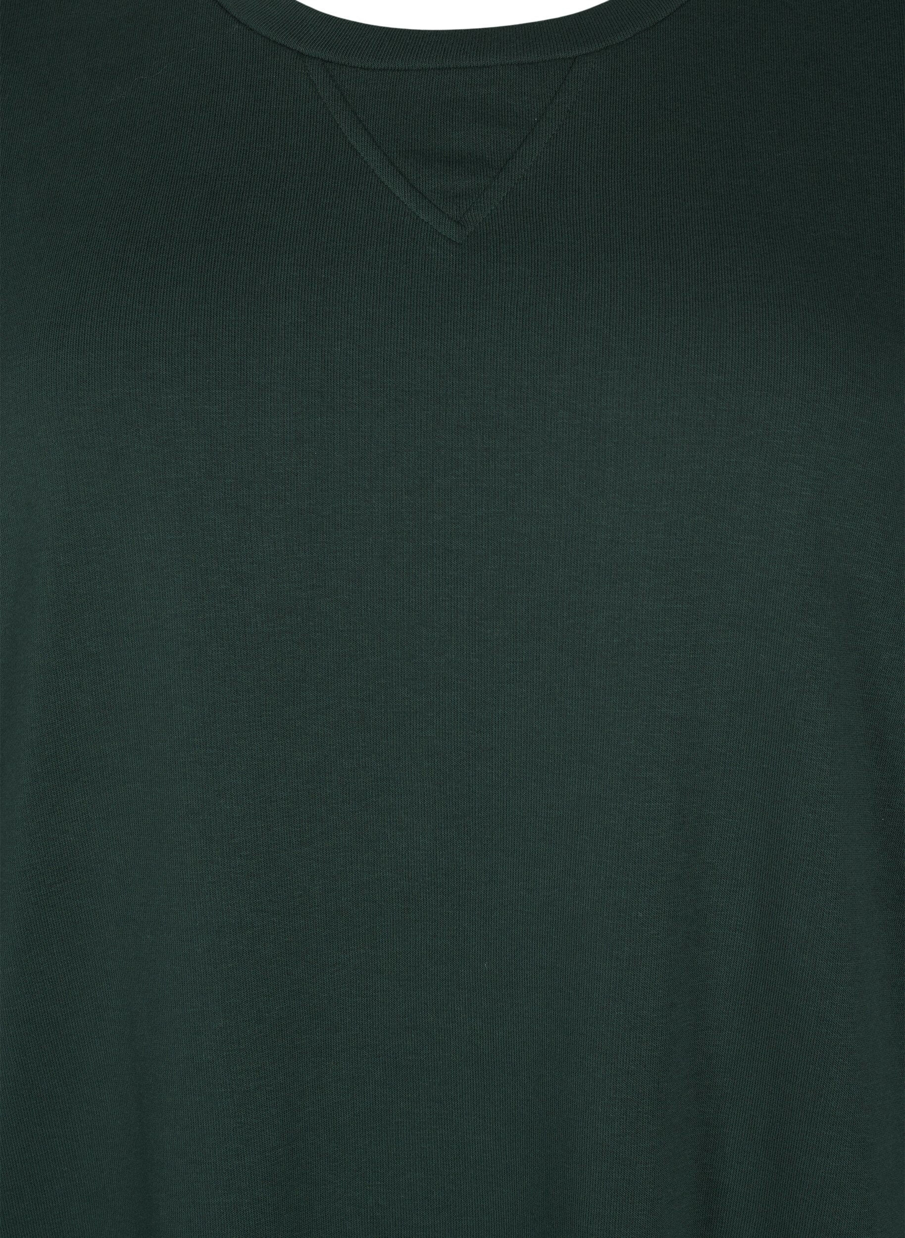 Zizzi Puuvillainen collegemekko, jossa on taskut, Vihre&auml;, Packshot image number 2