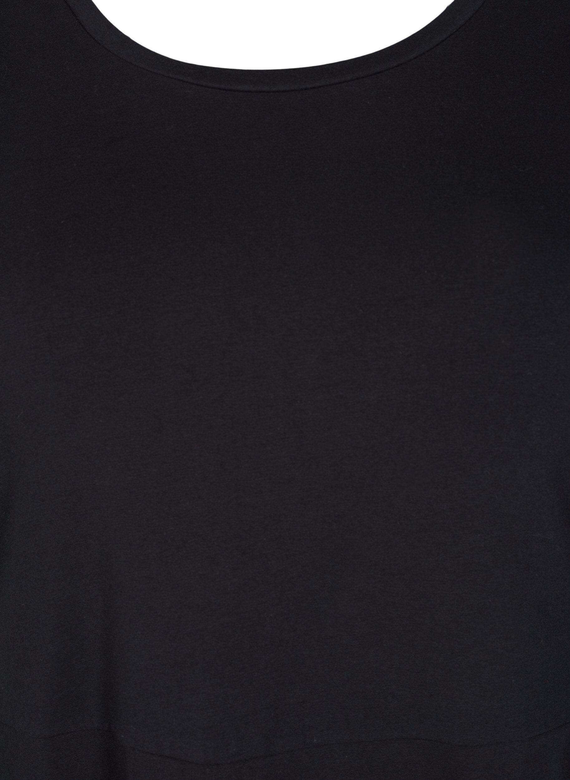 Zizzi Pilkullinen puuvillamekko lyhyill&auml; hihoilla, Black, Packshot image number 2