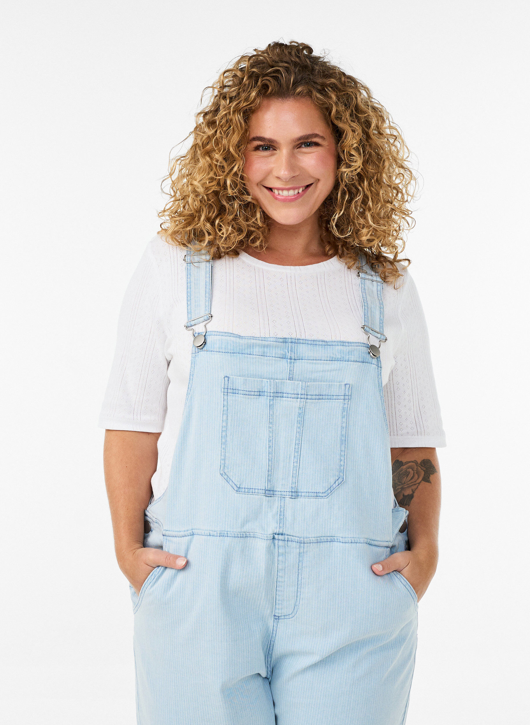 ZizziRaidallinen farkkulappuhaalari?, Sininen, Model image number 2
