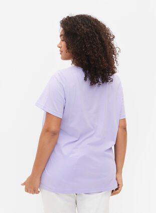 Lyhythihainen puuvillainen t-paita printillä, Lavender W. Love, Model image number 1