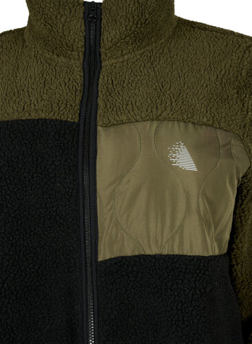 Teddykangas-takki, jossa on kontrastivärit, Forest Night comb., Packshot image number 2