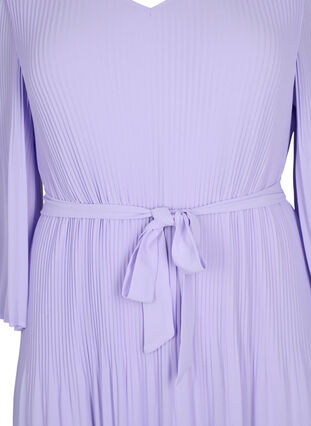 Pliseerattu mekko 3/4-hihoilla, Lavender, Packshot image number 2