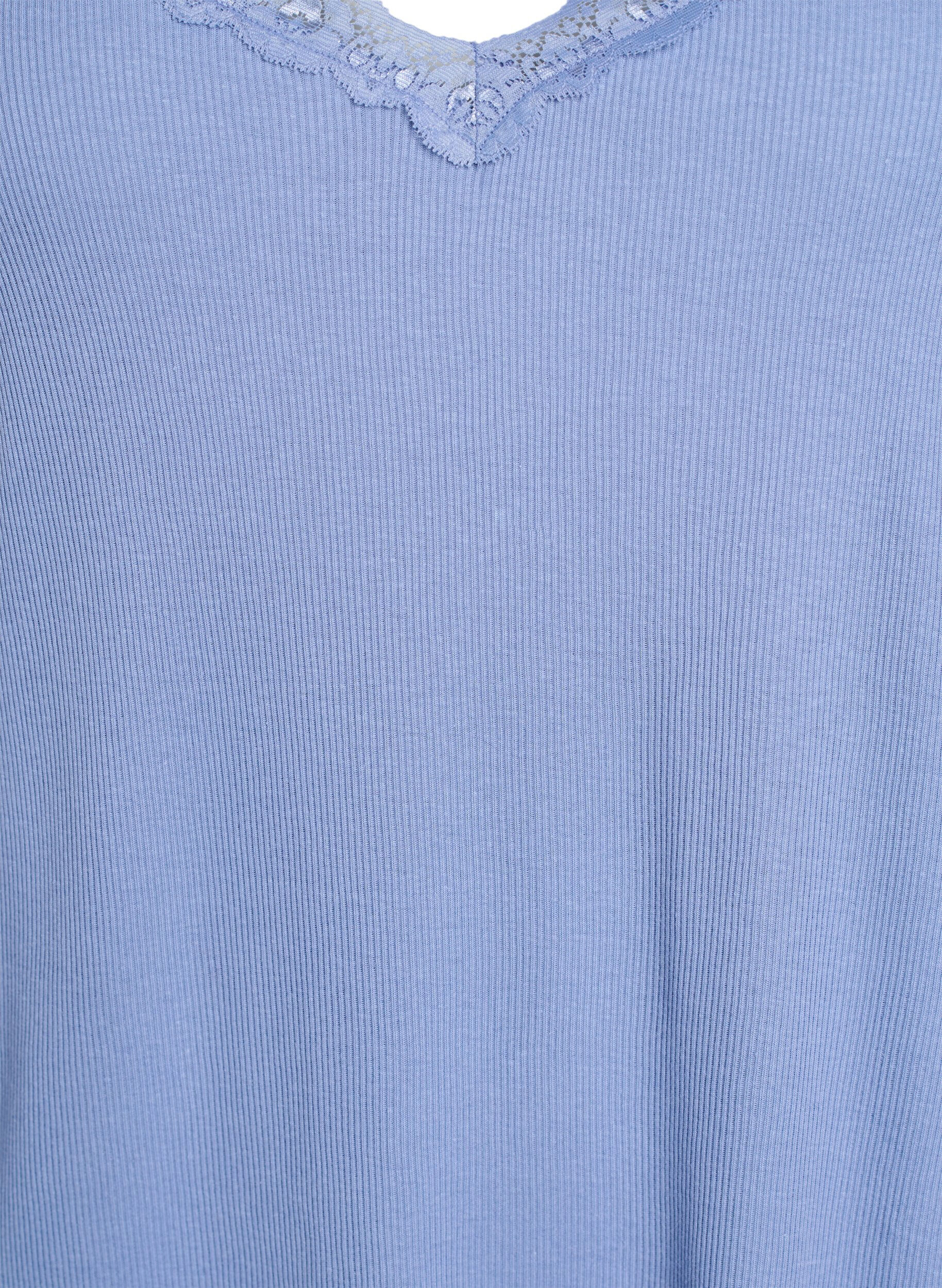 Zizzi Y&ouml;paita pitsisell&auml; helmalla, Sininen, Packshot image number 2