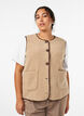Teddykankainen liivi kontrastireunuksilla, Beige, Model image number 0