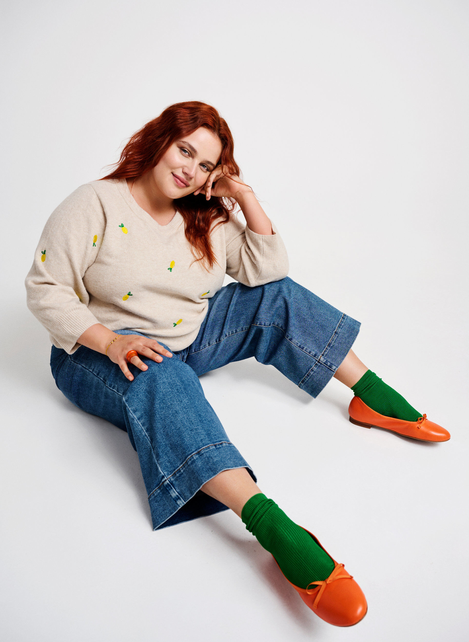 Zizzi Neulottu sitruunapusero, jossa on &frac34;-mittaiset hihat, P. Stone Mel. Lemon, Image image number 0