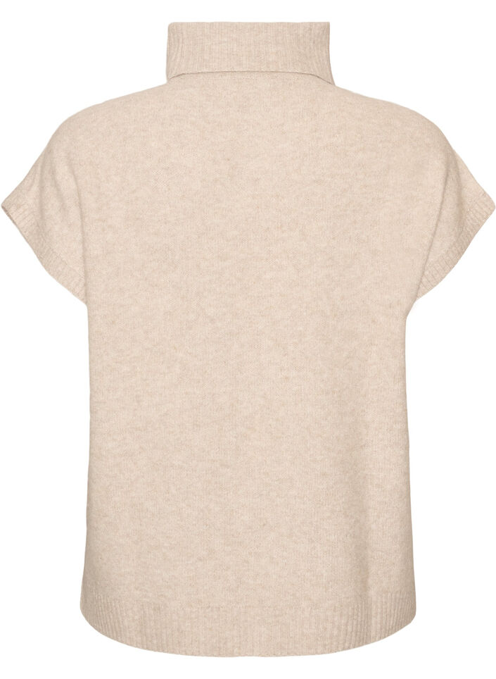 Neuleliivi poolokauluksella ja palmikkoneuleella, Beige, Packshot image number 1