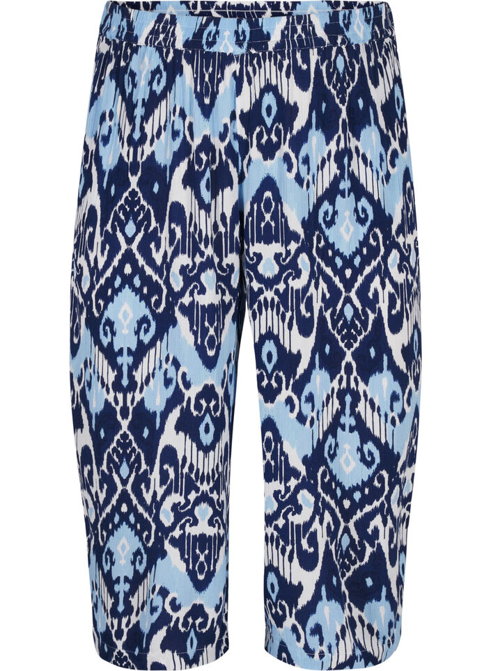 Culotte-housut viskoosia painatuksella, Blue Ethnic AOP, Packshot image number 0