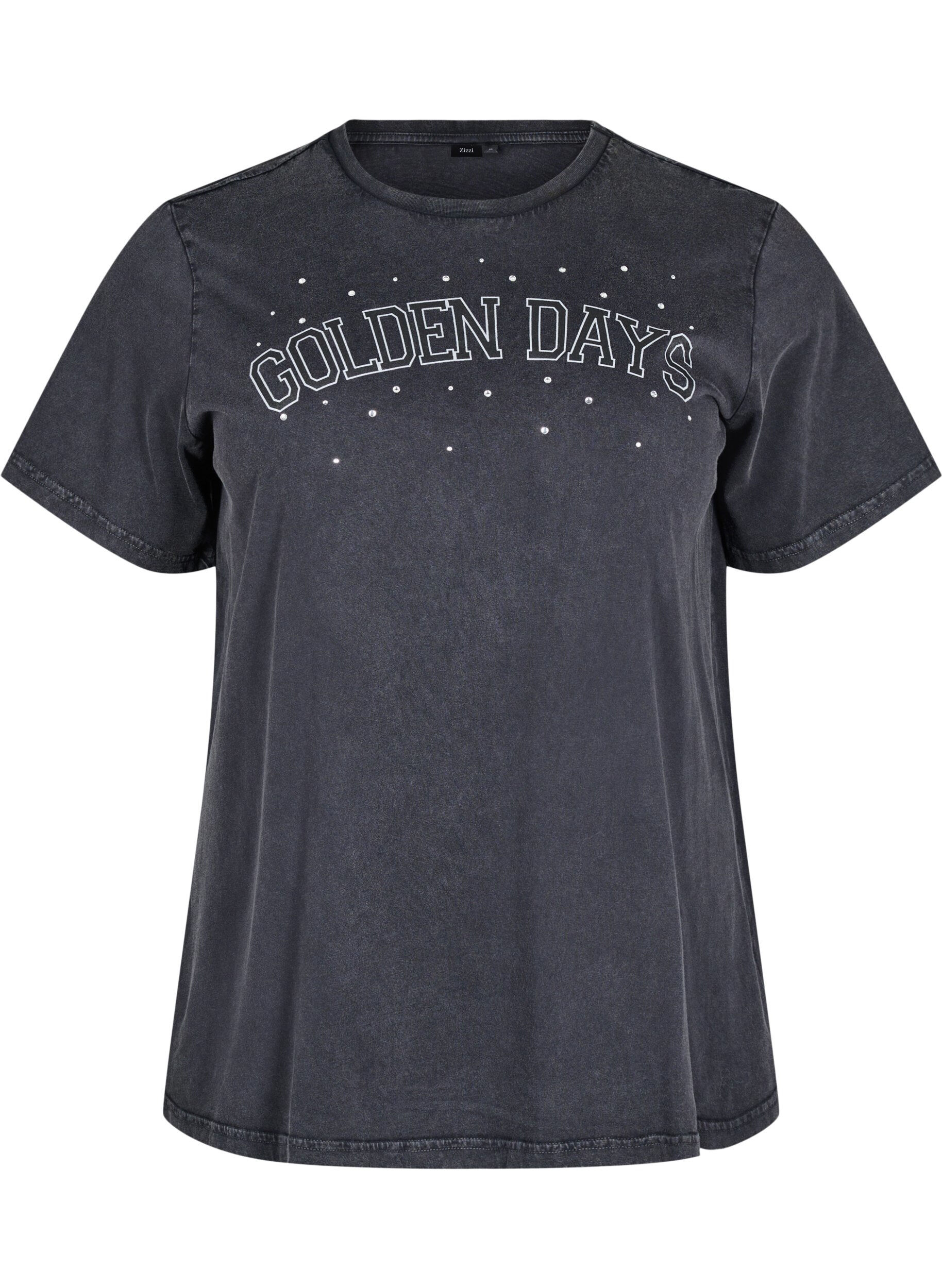 Zizzi T-paita luomupuuvillasta graafisella printill&auml;, Harmaa, Packshot image number 0