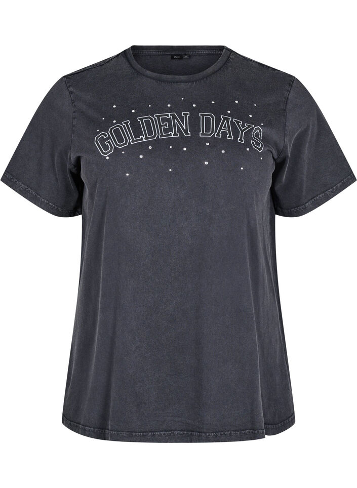 T-paita luomupuuvillasta graafisella printillä, Harmaa, Packshot image number 0