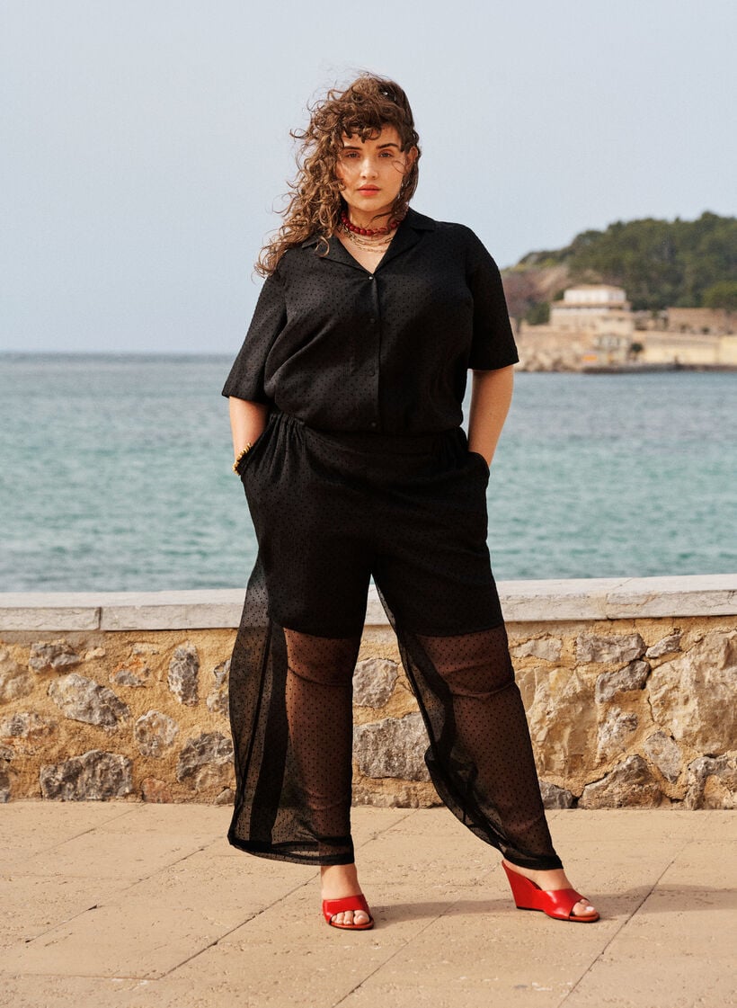 Rennot pilkulliset sifonkihousut, Musta, Image image number 0