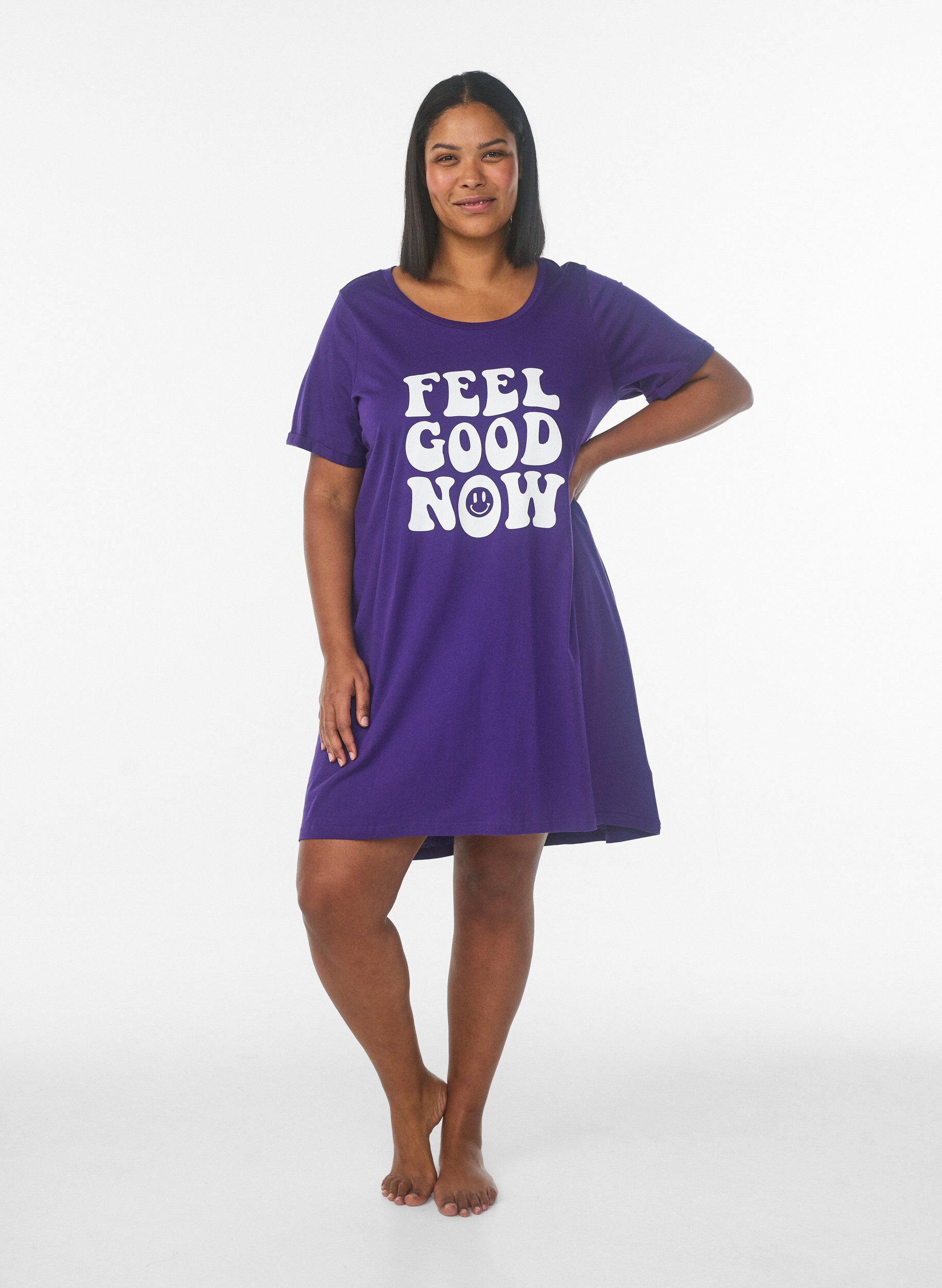 Zizzi Lyhythihainen y&ouml;paita luomupuuvillaa, Sininen, Model image number 1