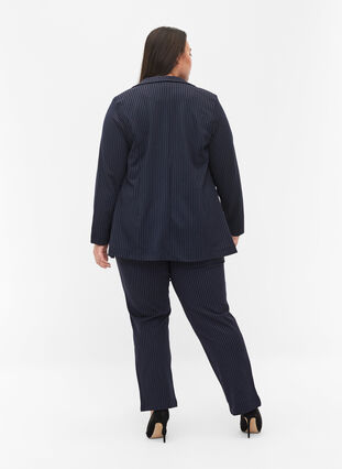 Raidalliset suorat housut, Navy Stripe, Model image number 1