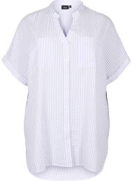 Raidallinen paita, jossa on rintataskut, White/LavenderStripe