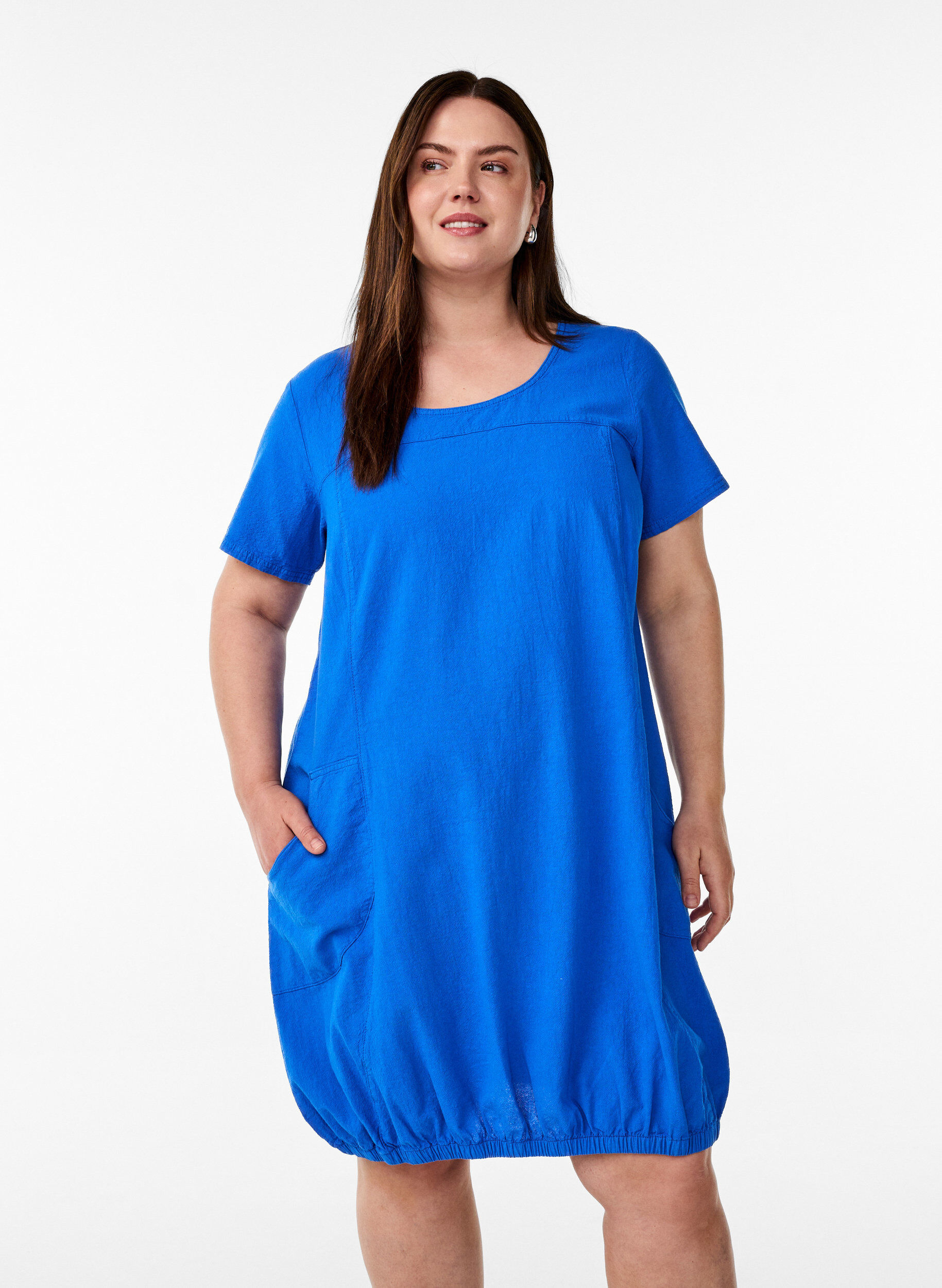ZizziLyhythihainen puuvillamekko , Sininen, Model image number 0