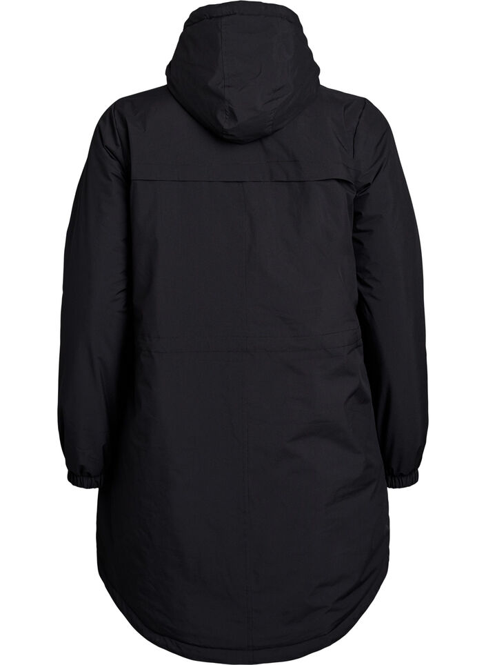 Kevyt topattu parka hupulla, Musta, Packshot image number 1