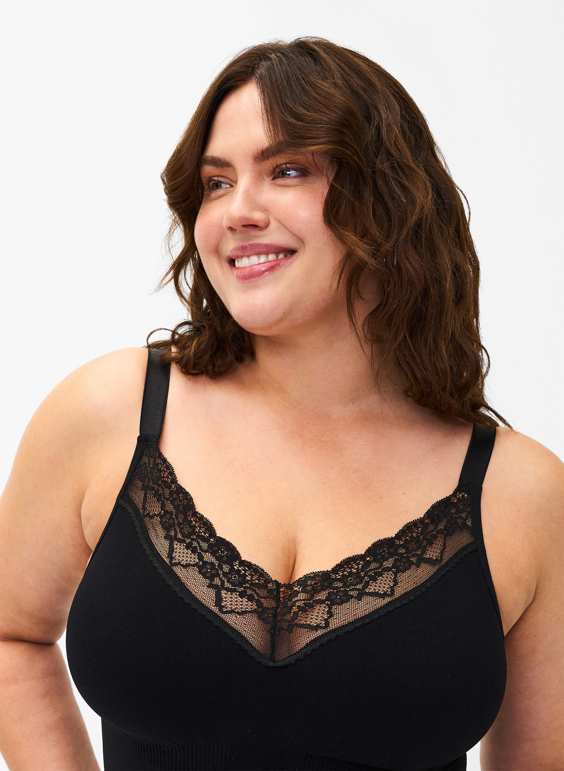 Zizzi Shapewear-body nauhoilla, Musta, Model image number 2