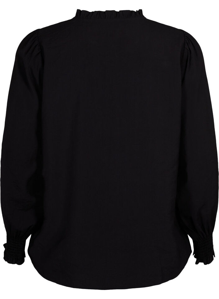 Pusero, jossa on röyhelöitä ja englantilaista kirjailua, Black, Packshot image number 1