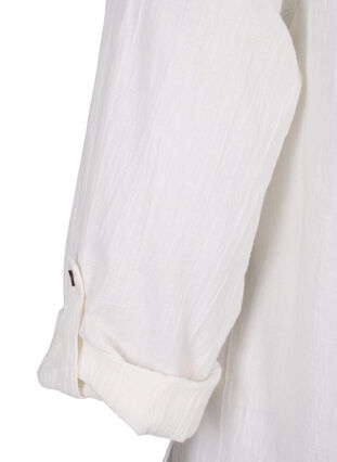 Puuvillasta ja pellavasta valmistettu raidallinen mekko, White, Packshot image number 3