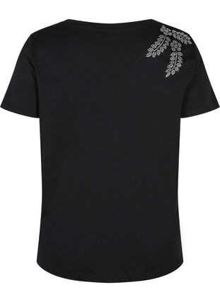 Puuvillainen t-paita koristekivillä, Black Stone, Packshot image number 1