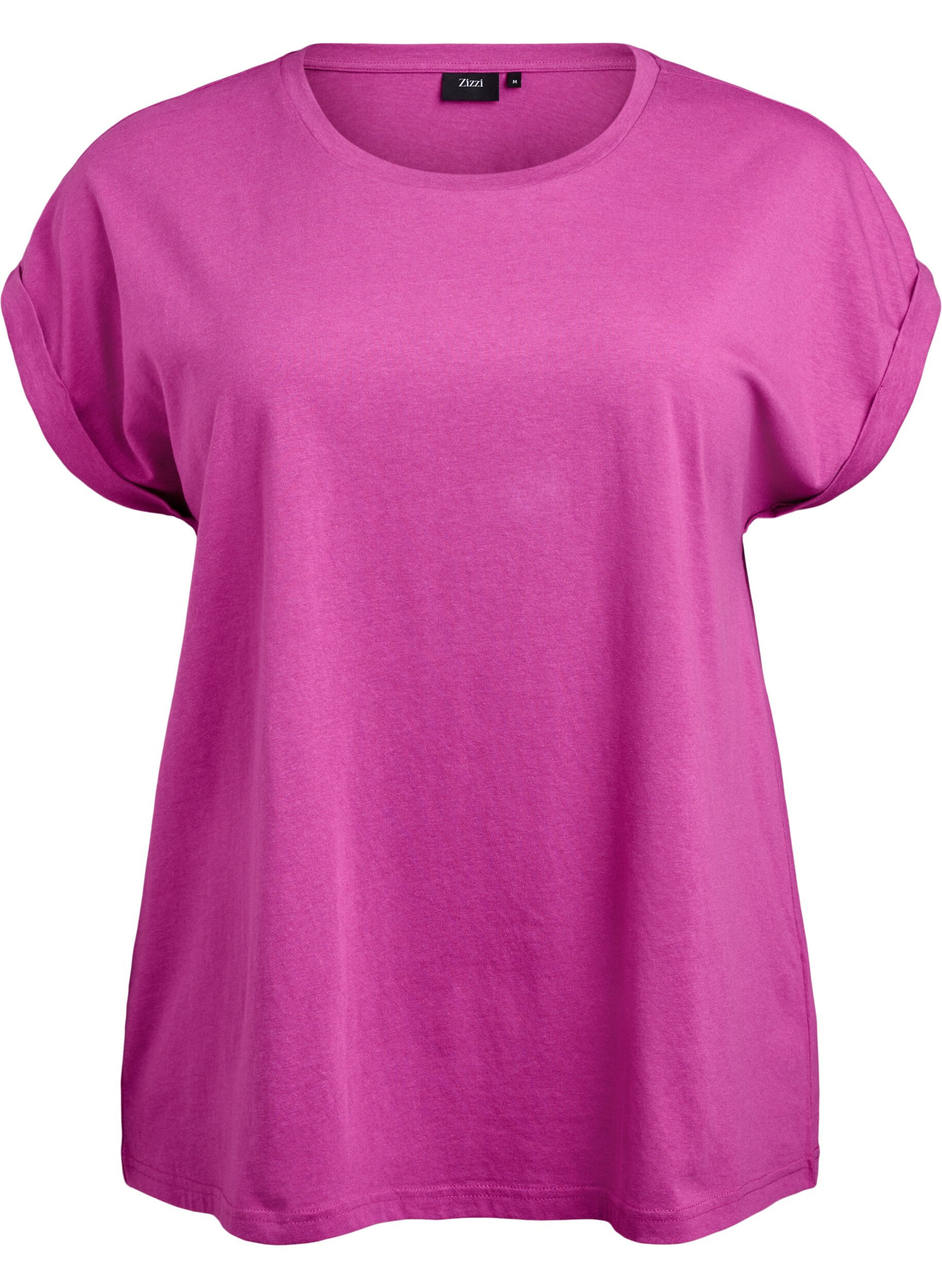 Zizzi Lyhythihainen puuvillasekoitteinen T-paita, Violetti, Packshot image number 0