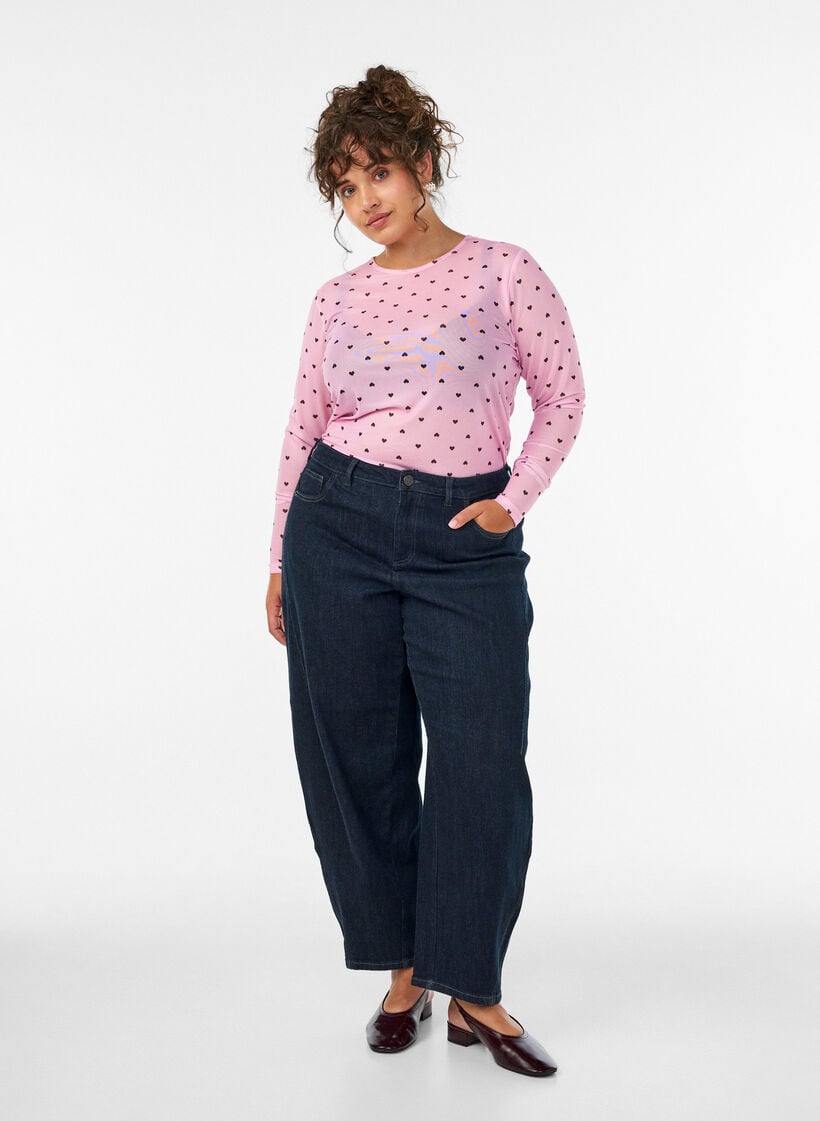 Mesh-pusero printill&auml;, Vaaleanpunainen, Model image number 1