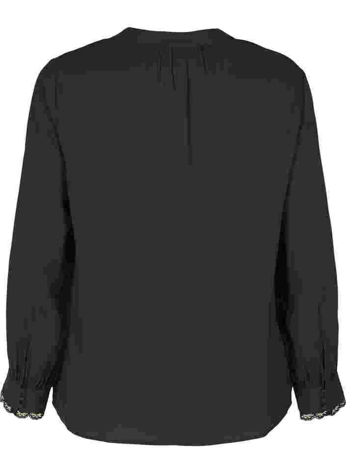 Pitkähihainen pusero v-pääntiellä, Black, Packshot image number 1