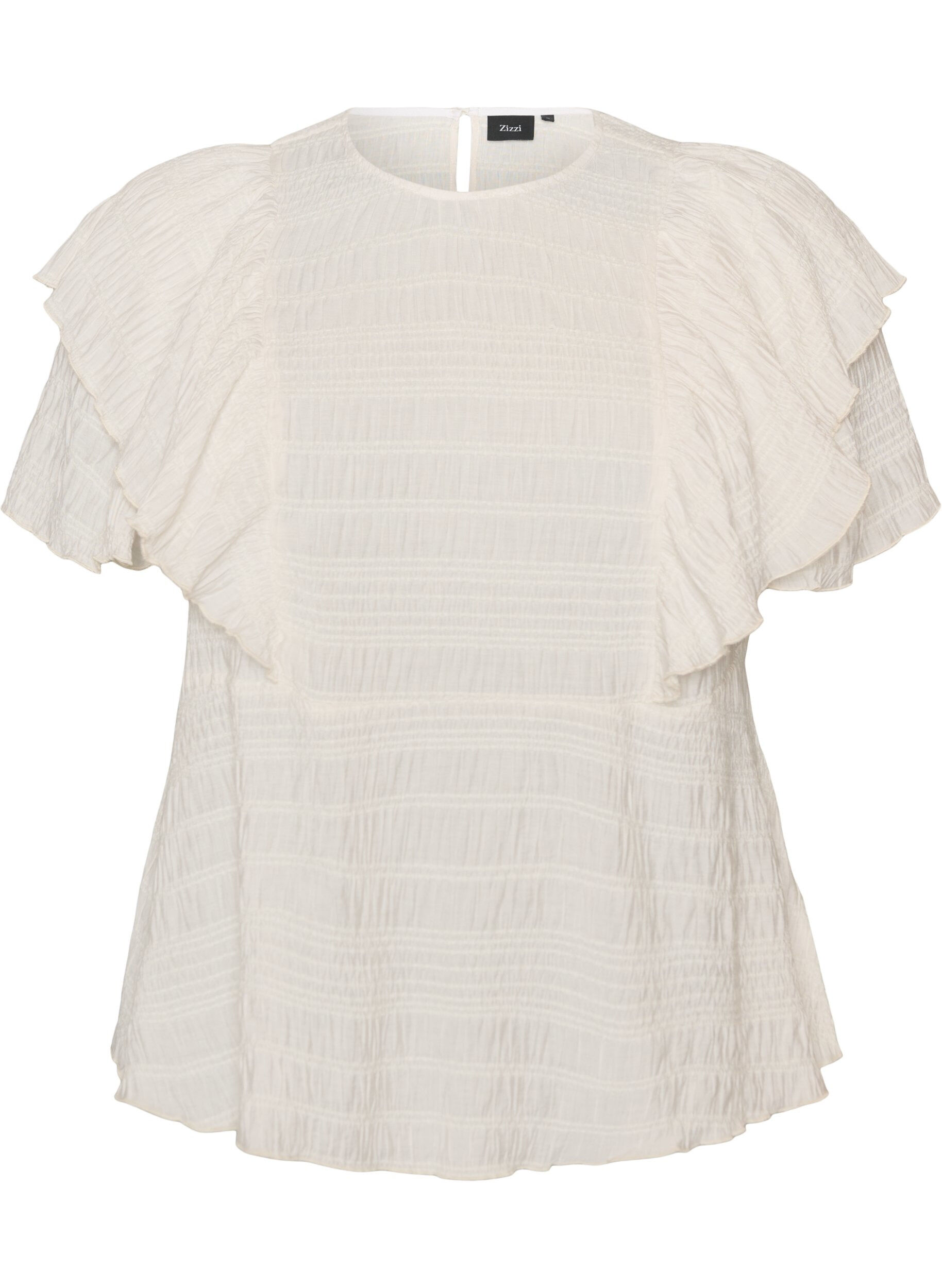 ZizziPusero smock-tekstuurilla ja r&ouml;yhel&ouml;hihoilla, Vanilja, Packshot image number 0