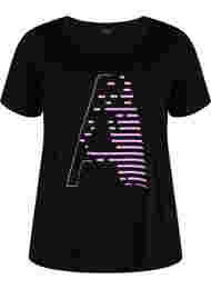 T-paita printillä treeniin , Black w. Purple A