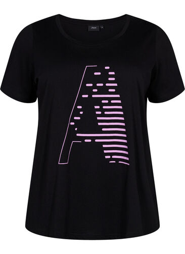 T-paita printillä treeniin , Black w. Purple A, Packshot image number 0