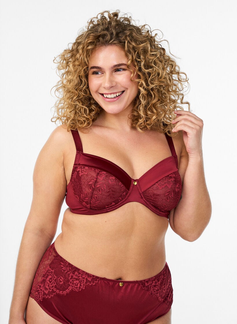 T&auml;yspeitt&auml;v&auml;t rintaliivit kiilt&auml;v&auml;st&auml; mikrokuitukankaasta, Tumma Bordeaux, Model image number 0
