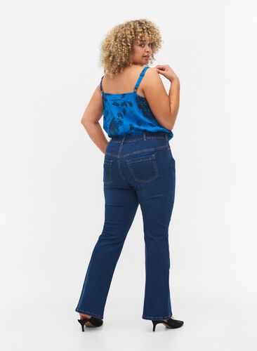 Korkeavyötäröiset Ellen bootcut-farkut, Dark Blue, Model image number 1