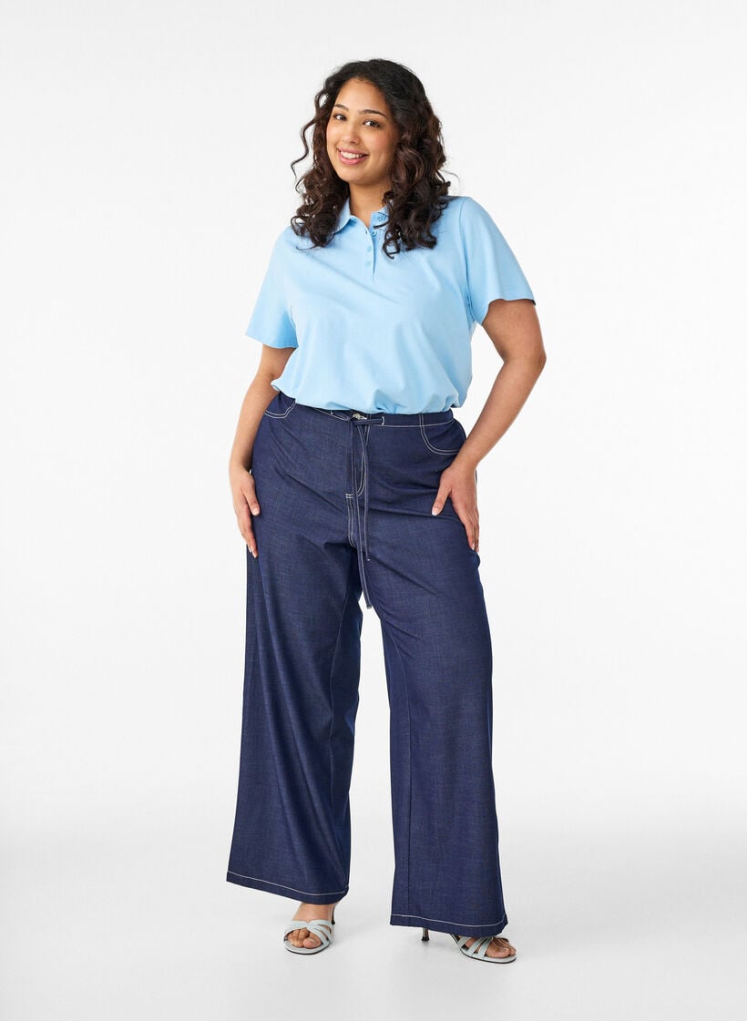 Lyhythihainen pikeepaita, Sininen, Model image number 1