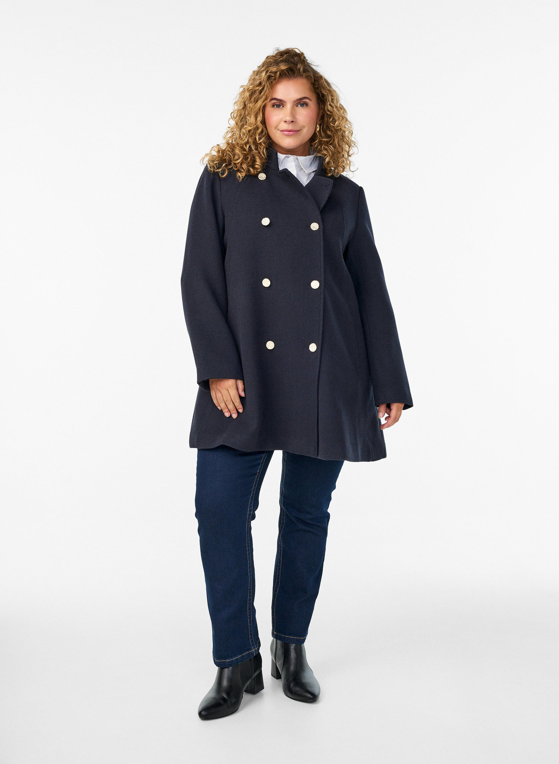 ZizziA-linemallinen takki kultaisilla napeilla, Sininen, Model image number 1